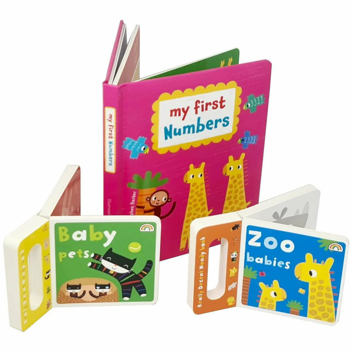 Stephen Barker 3 Board Books Collection Set (First Numbers,Zoo Babies,Baby Pets) by Stephen Barker