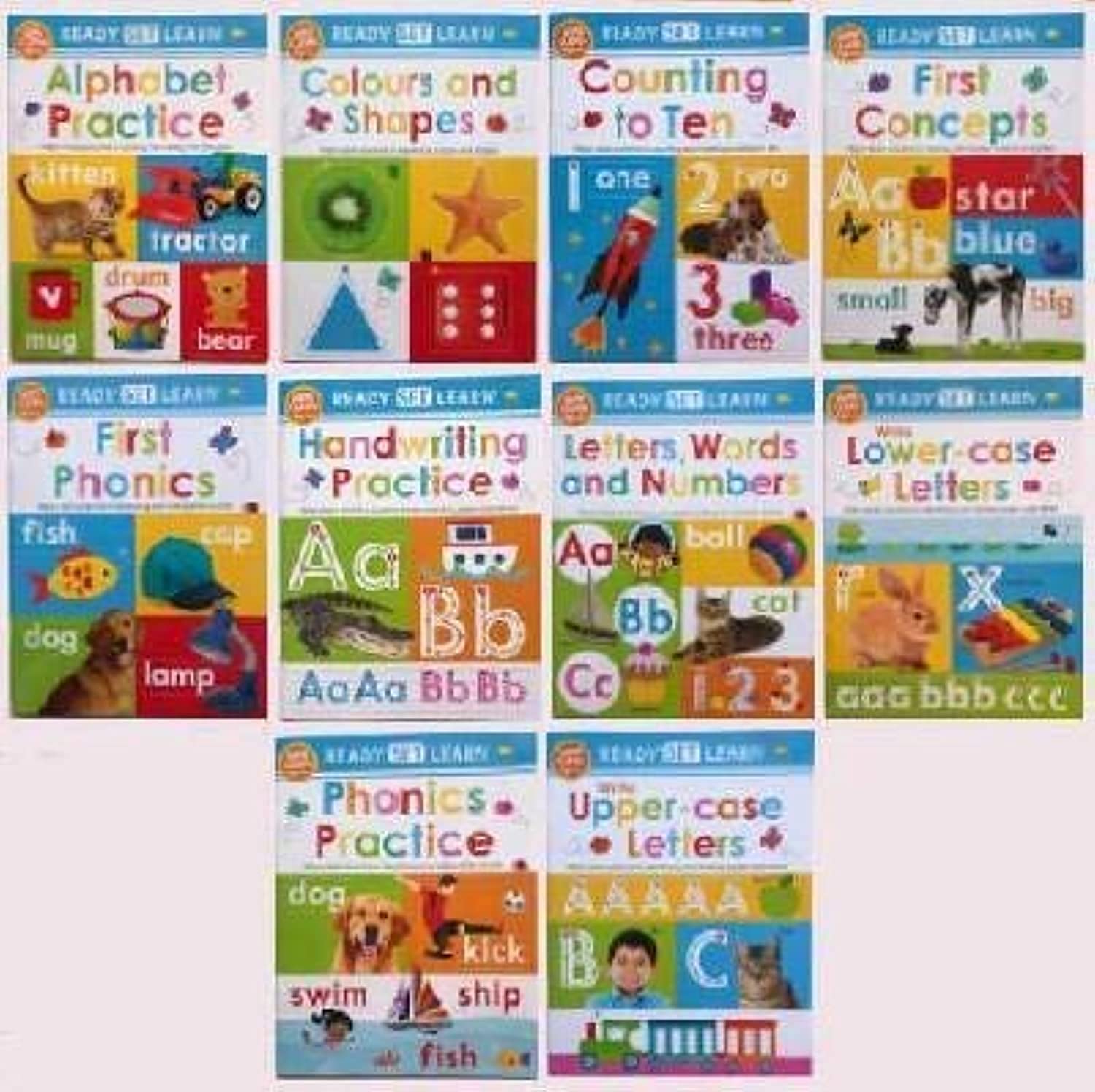 New Ready Set Learn 10 Early Learning Wipe Clean Books Colours Shapes Numbers Phonics Handwriting Counting Ages 3+ - Lets Buy Books