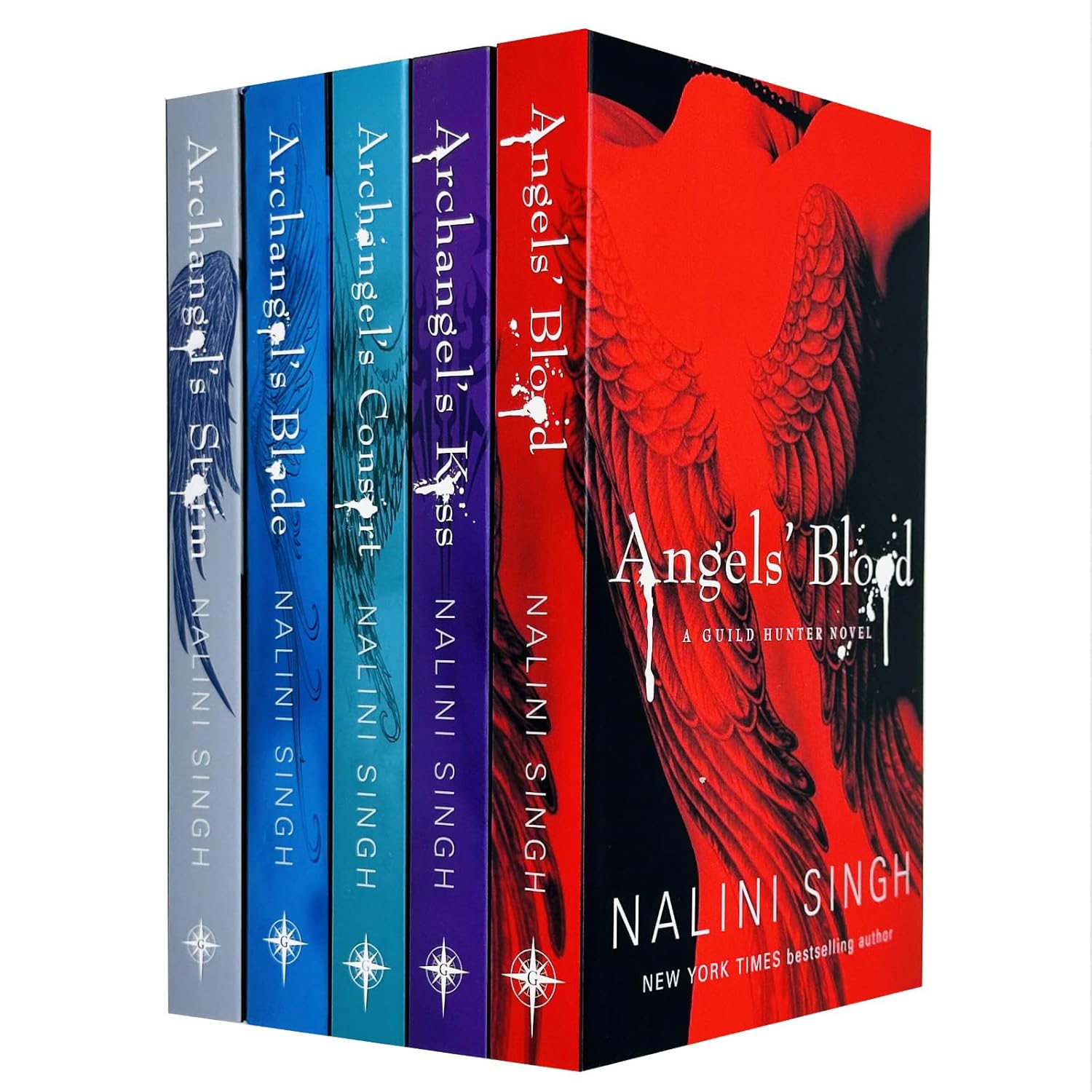 Guild Hunter Series 1-5 Books Collection Set By Nalini Singh (Angels' Blood, Archangel's Kiss, Archangel's Consort, Archangel's Blade & Archangel's Storm) - Lets Buy Books
