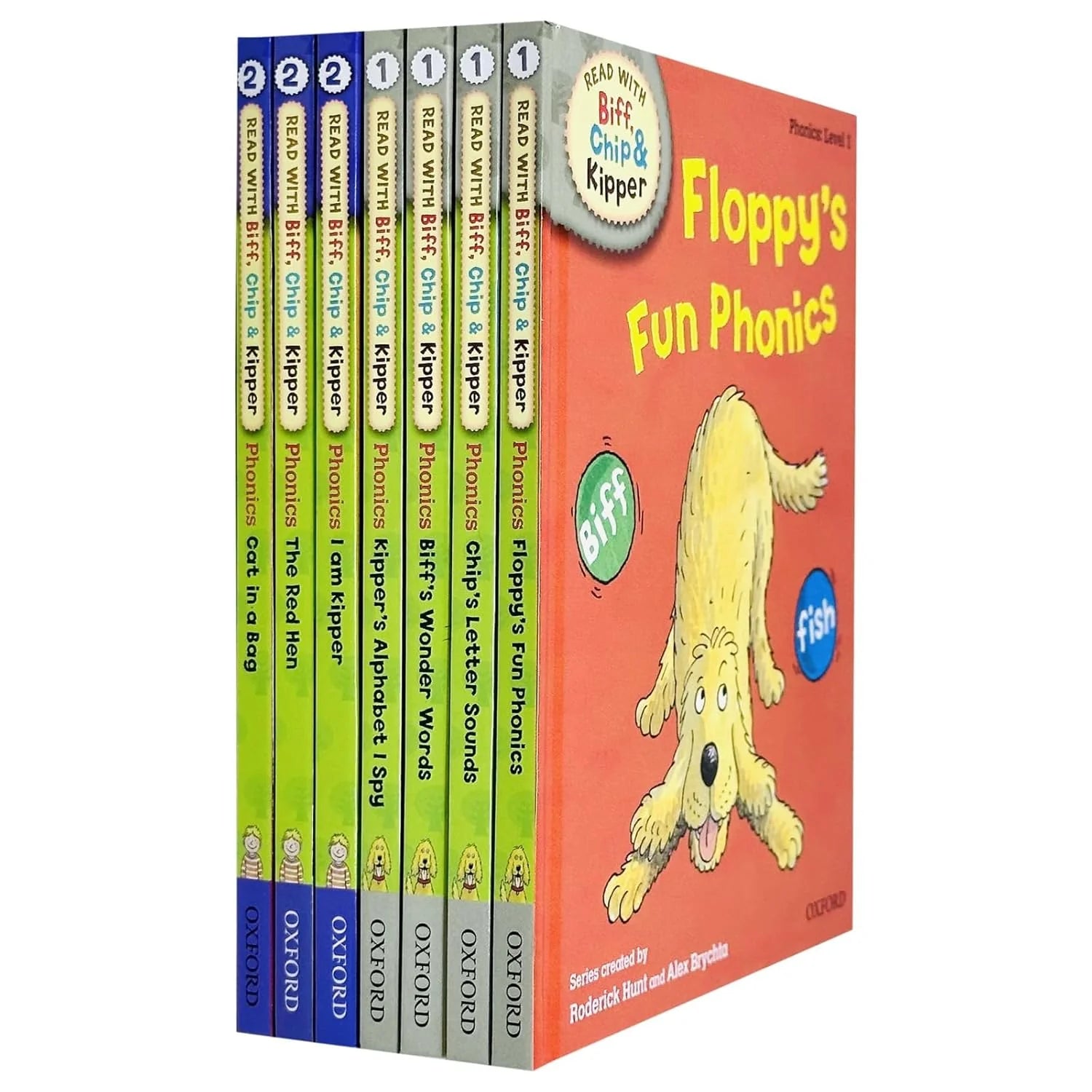 Read With Biff, Chip and Kipper Phonics Starter Pack Level 1 & 2 Collection 7 Books Set by Roderick Hunt