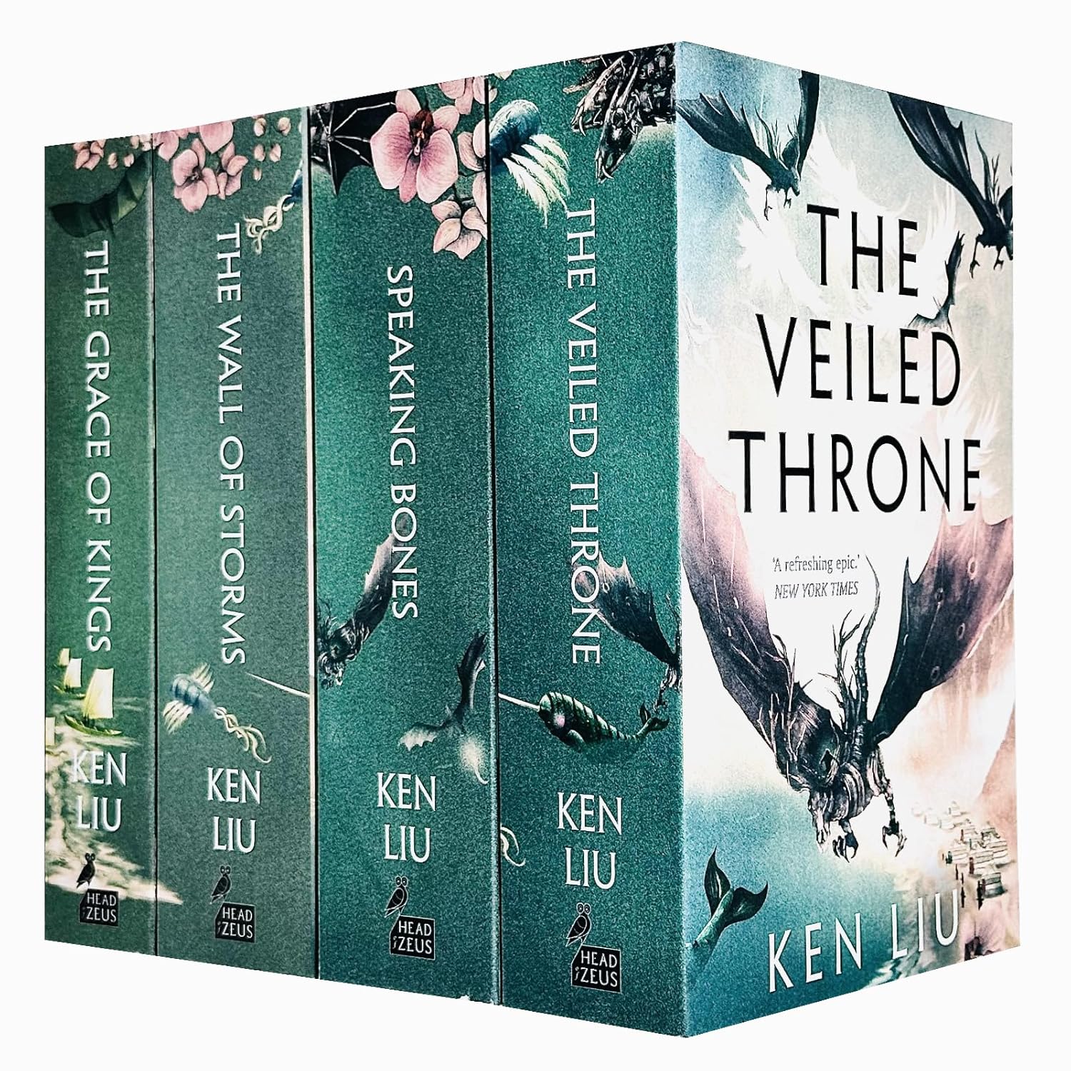 The Dandelion Dynasty 4 Book Set Ken Liu The Grace of Kings The Wall of Storms The Veiled Throne Speaking Bones - Lets Buy Books