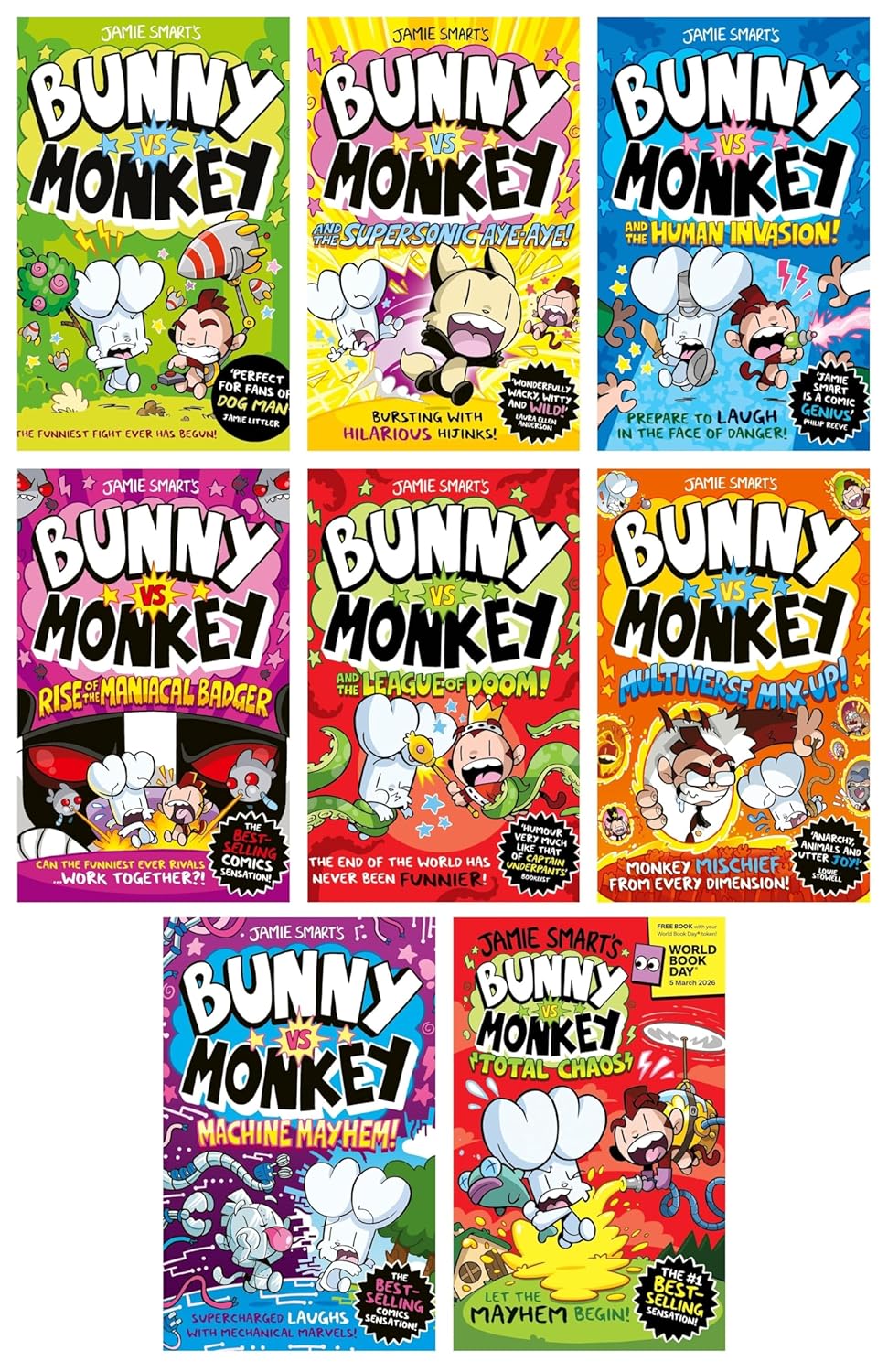 Bunny Vs Monkey by Jamie Smart 8 Books Collection Set - Ages 5+ - Paperback - Lets Buy Books