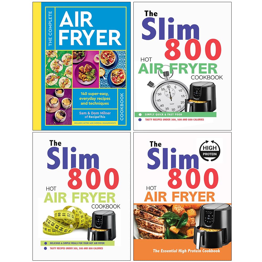 The Complete Air Fryer Cookbook, The Slim 800 Hot Air Fryer Simply Quick & Fast Food, Hot Air Fryer Recipe Cookbook & The Essential High Protein Cookbook 4 Books Collection Set - Lets Buy Books