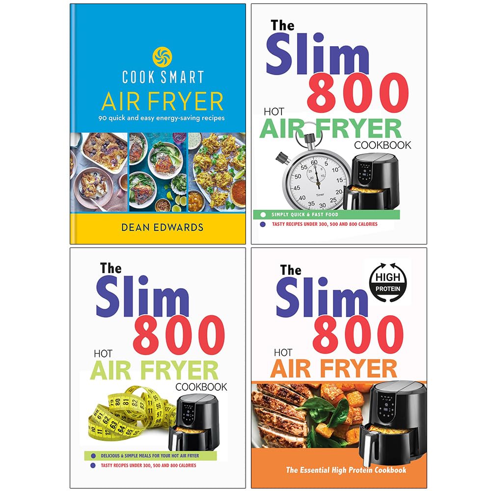 Cook Smart Air Fryer, The Slim 800 Hot Air Fryer Simply Quick & Fast Food, Hot Air Fryer Recipe Cookbook & The Essential High Protein Cookbook 4 Books Collection Set - Lets Buy Books