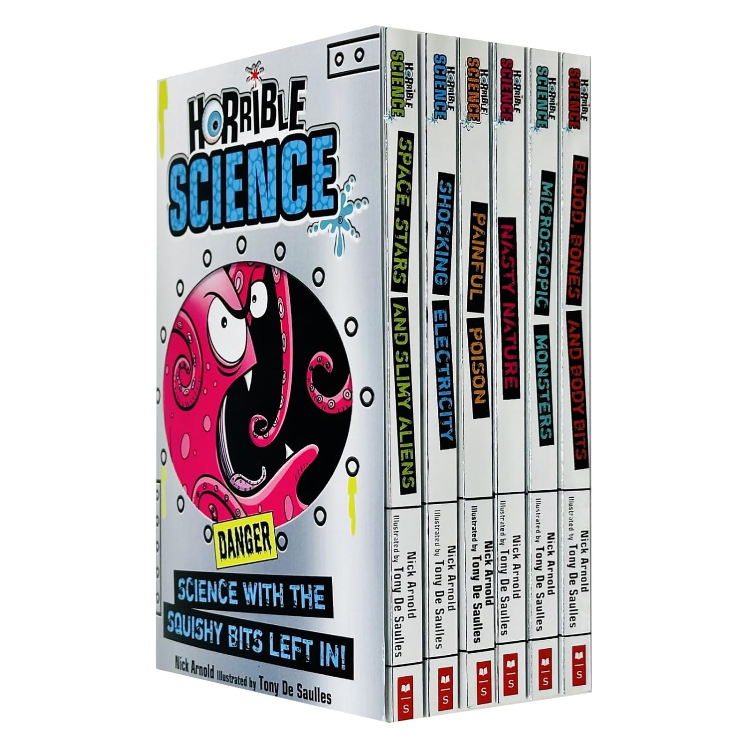 Horrible Science 6 Books Collection Set By Nick Arnold Blood, Bones and Body Bits, Nasty Nature - Lets Buy Books