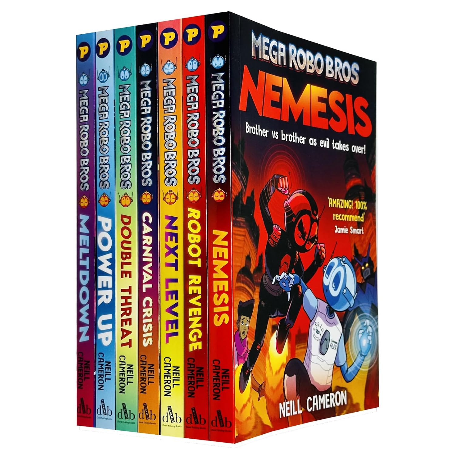 Mega Robo Bros Series Volume 1-7 Books Collection Set By Neil Cameron(Meltdown, Power Up, Double Threat, Carnival Crisis, Next Level, Robot Revenge & Nemesis) - Lets Buy Books