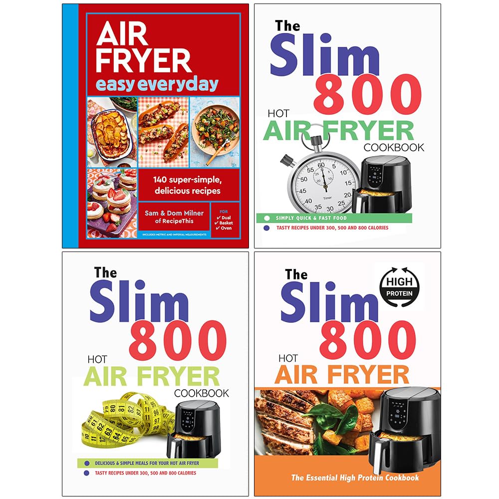 Air Fryer Easy Everyday, The Slim 800 Hot Air Fryer Simply Quick & Fast Food, Hot Air Fryer Recipe Cookbook & The Essential High Protein Cookbook 4 Books Collection Set - Lets Buy Books