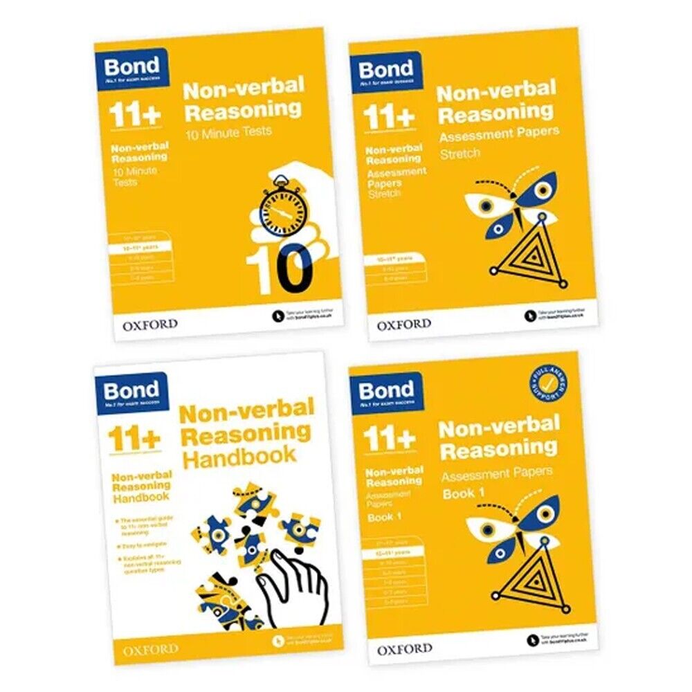 Bond 11+ Non-Verbal Reasoning, Reasoning Handbook 4 Books Set Age 10 - 11 years Stretch Assessment Papers, Assessment Papers - Lets Buy Books
