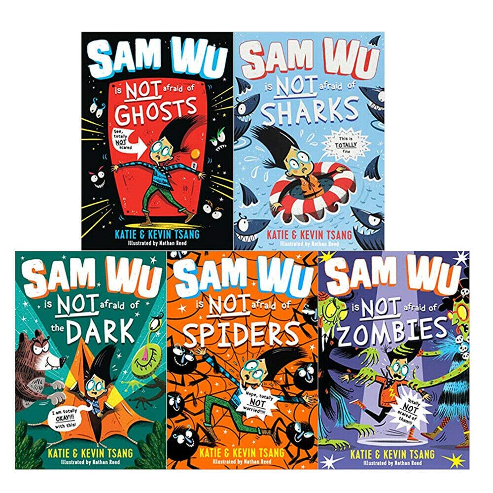 Sam Wu Is Not Afraid Series 5 Books Collection Set By Kevin Tsang, Dark, Spiders, Zombies - Lets Buy Books