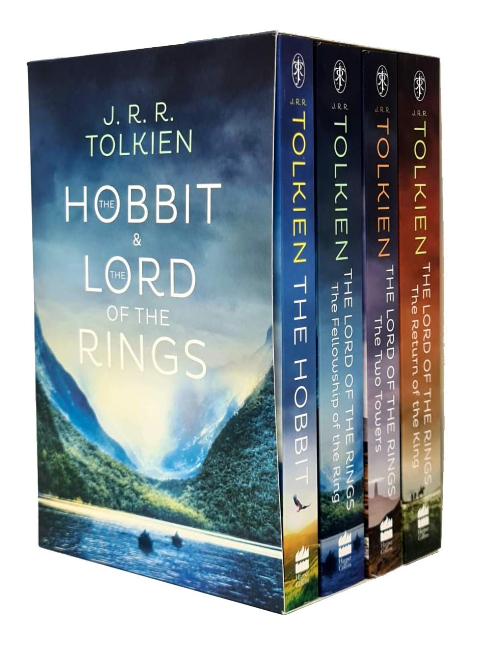 The Hobbit & The Lord of the Rings 4 Books Boxed Set By J. R. R. Tolkien Hobbit, Fellowship of the Ring, Two Towers - Lets Buy Books