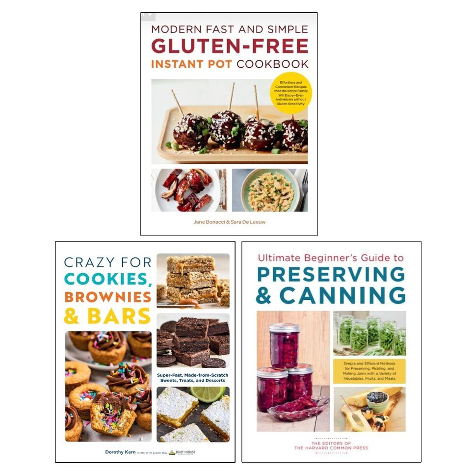 Ultimate Beginner's Guide to Preserving, Modern Fast and Simple Gluten-Free, Crazy For Cookies, Brownies & Bars 3 Books Set - Lets Buy Books