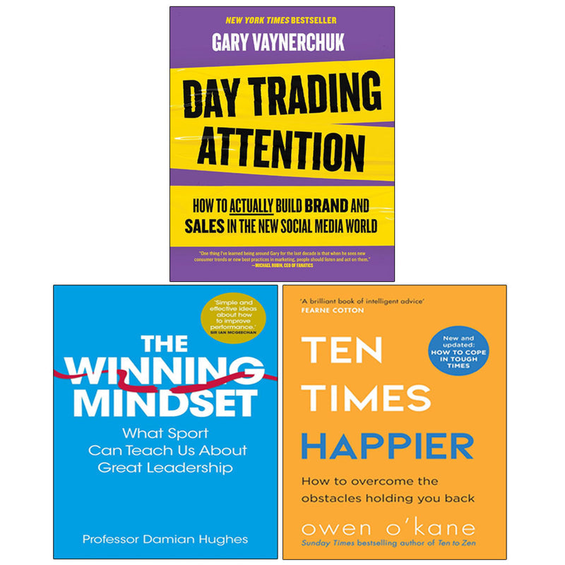 Day Trading Attention, Ten Times Happier, The Winning Mindset 3 Books Collection Set - Lets Buy Books