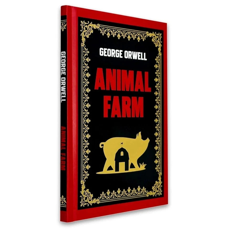 Animal Farm hardback book showing decorative sprayed page edges