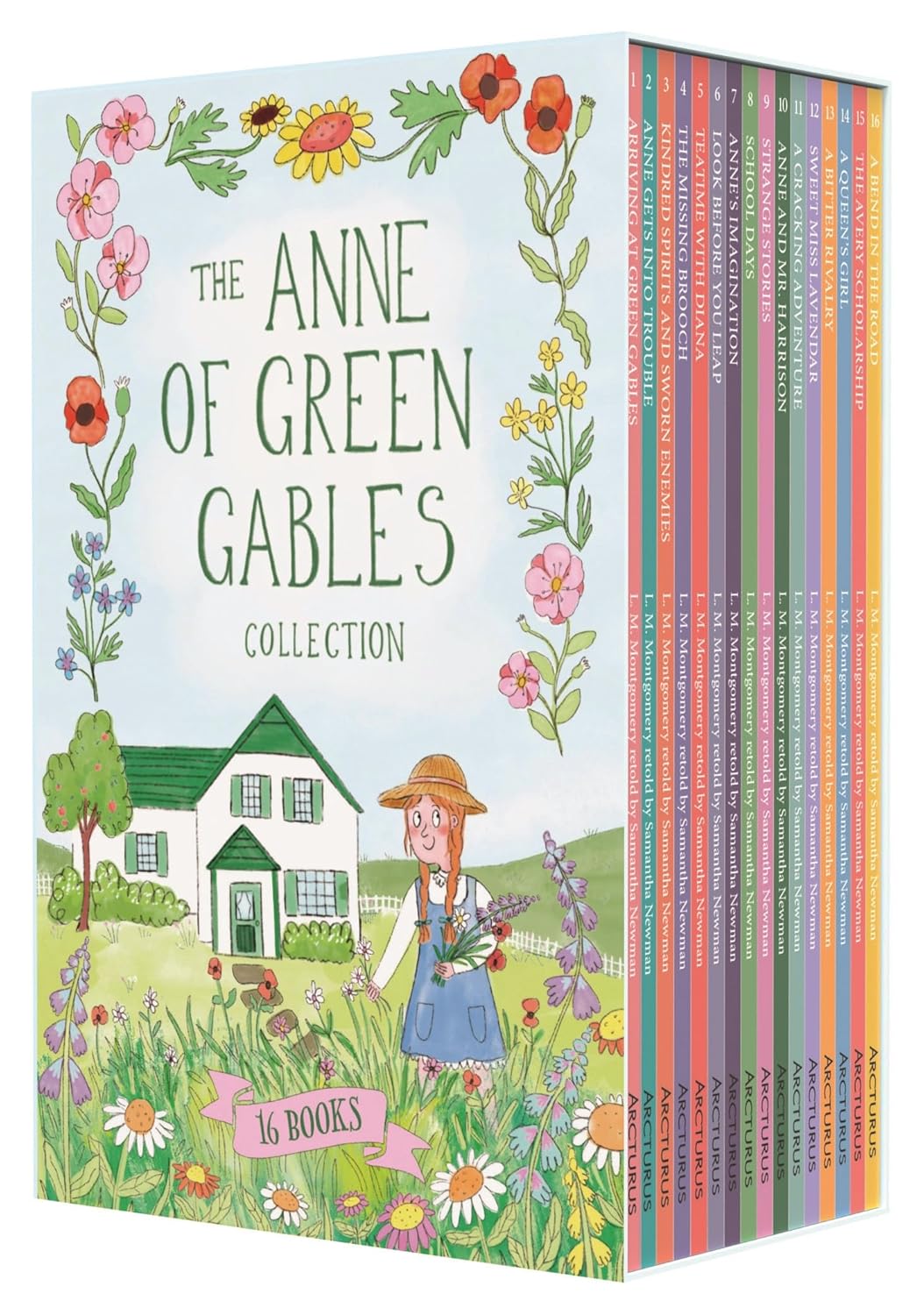 The Anne of Green Gables Collection 16 Books Box Set by Samantha Newman, illustrated by Eve O'Brien - Arcturus Retold Classics paperback, ages 7-11