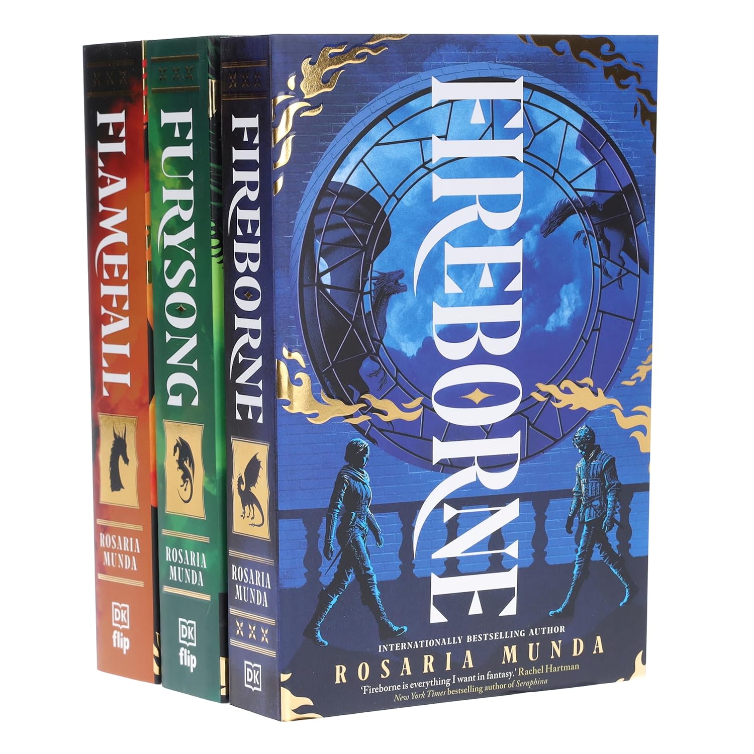 The Aurelian Cycle Trilogy by Rosaria Munda - 3 book paperback collection set cover, Young Adult dragon fantasy