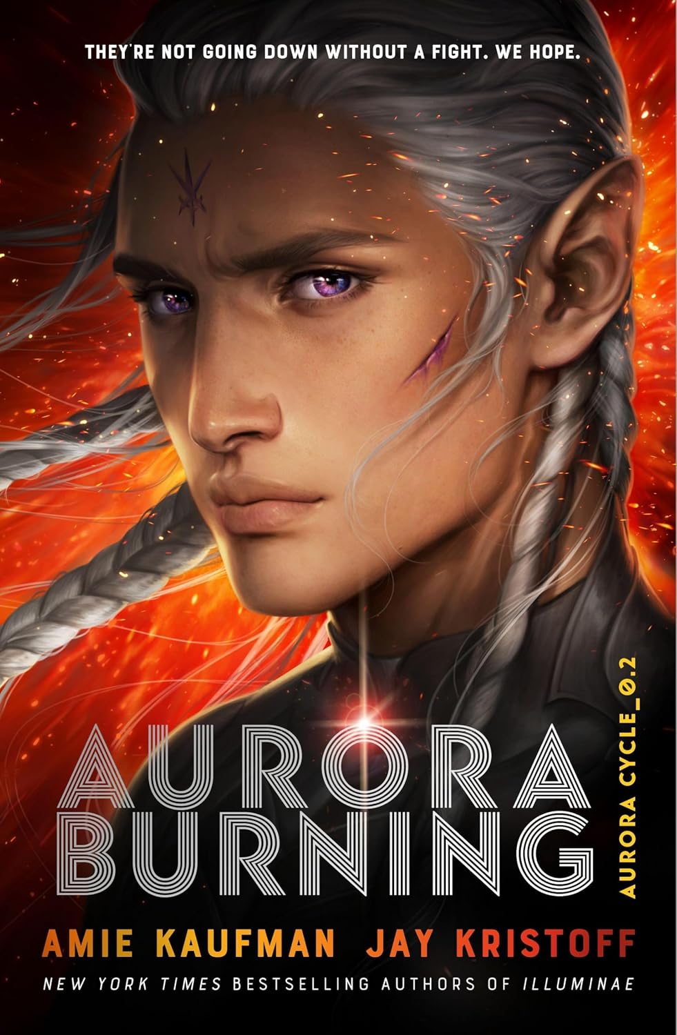 Aurora Burning (The Aurora Cycle, Book 2) by Amie Kaufman and Jay Kristoff - UK paperback edition cover, young adult sci-fi, ages 12+