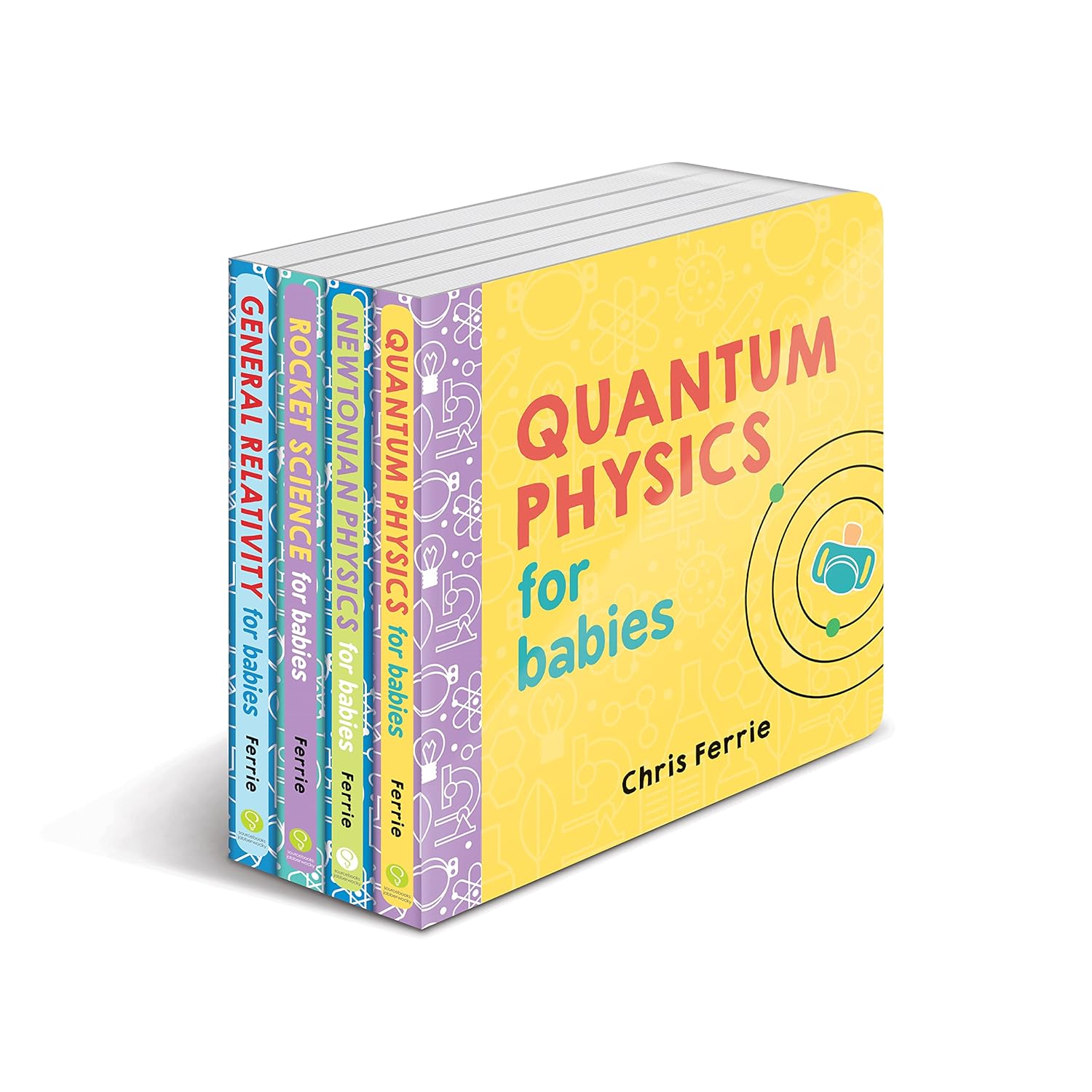 Baby University Four-Book Set by Chris Ferrie - Quantum Physics, Rocket Science, General Relativity and Newtonian Physics for Babies - Board Book Ages 0-3