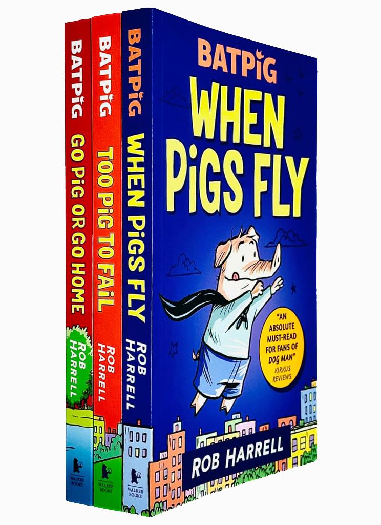 Batpig 3 Books Collection Set by Rob Harrell - When Pigs Fly, Too Pig to Fail, Go Pig or Go Home - paperback graphic novels ages 7-9