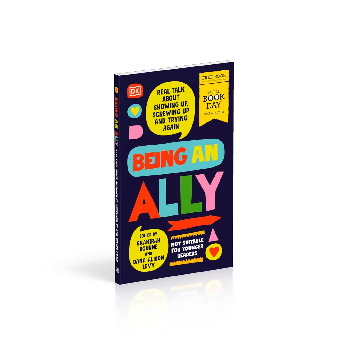 Being an Ally: World Book Day 2023 paperback front cover - true stories of allyship by Shakirah Bourne, Dana Alison Levy and five other YA authors, Ages 14-18