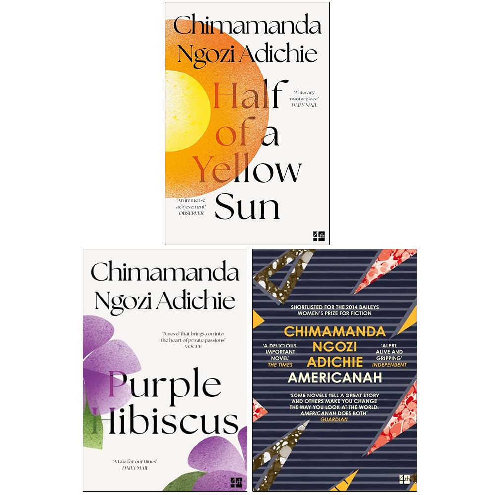 Chimamanda Ngozi Adichie 3 Book Collection Set - Purple Hibiscus, Americanah, Half of a Yellow Sun - Paperback Fiction