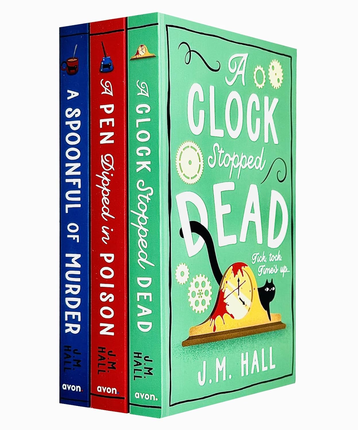 J.M Hall 3 Books Collection Set (A Spoonful of Murder, A Pen Dipped in Poison & A Clock Stopped Dead) - Lets Buy Books