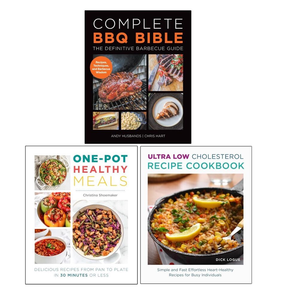 Complete BBQ Bible 3 Books Collection Set paperback cookbooks - BBQ, One Pot Healthy Meals and Ultra Low Cholesterol Recipe Cookbook
