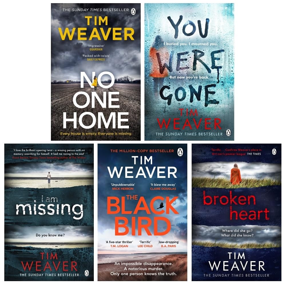 David Raker Missing Persons Series Books 7-11 Collection Set by Tim Weaver - Broken Heart, I Am Missing, You Were Gone, No One Home, The Blackbird - Paperback Crime Thrillers