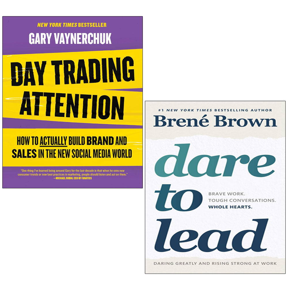 Day Trading Attention by Gary Vaynerchuk and Dare to Lead by Brené Brown - 2 Book Business Collection Set - Mixed Format