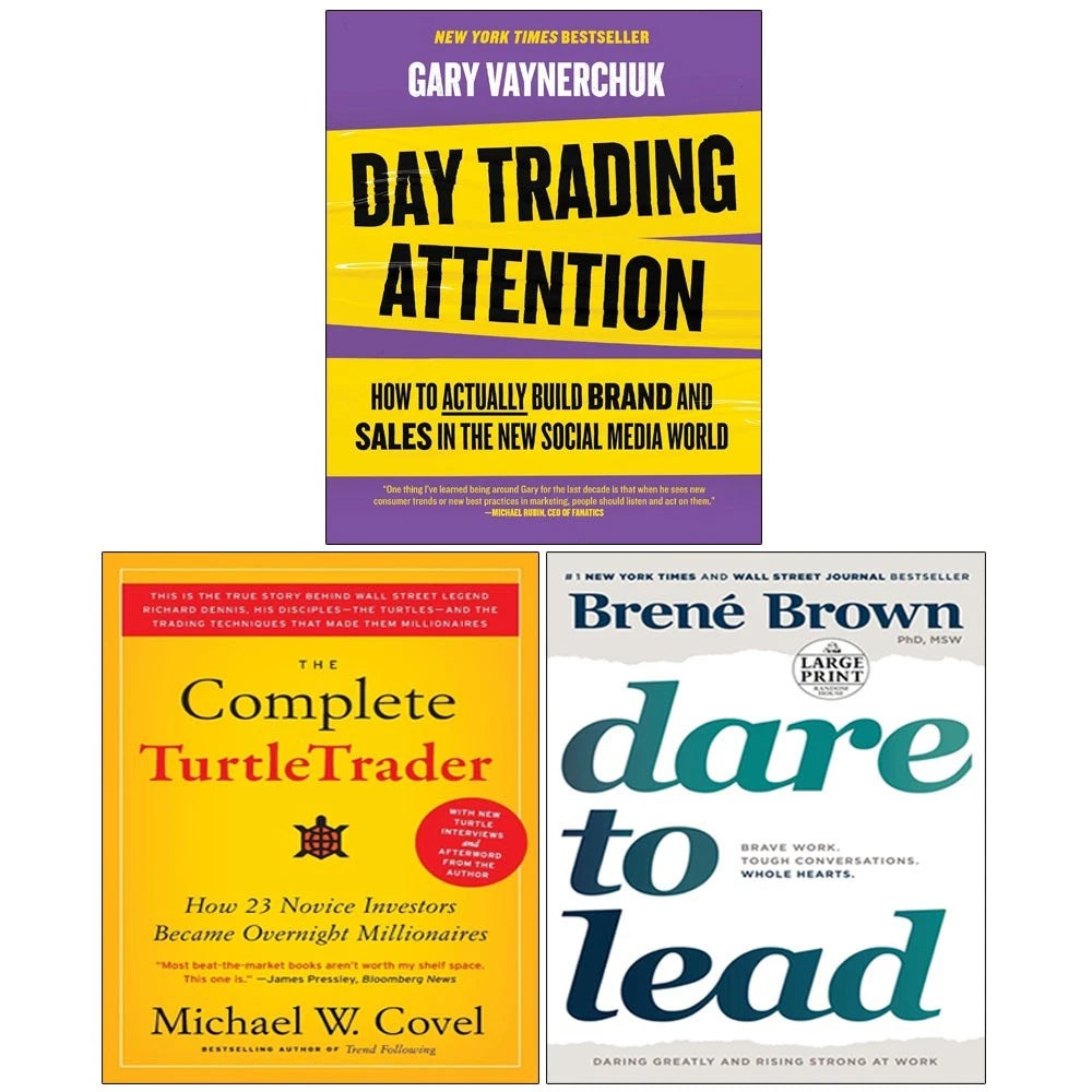 Day Trading Attention, Dare to Lead and The Complete TurtleTrader 3 book collection set, brand new mixed format business books