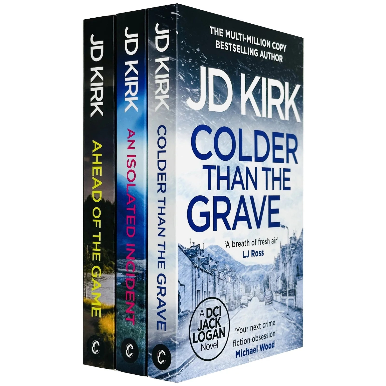 DCI Logan Crime Thrillers 10-12 by JD Kirk - 3 Book Paperback Collection Set featuring Ahead of the Game, An Isolated Incident and Colder than the Grave