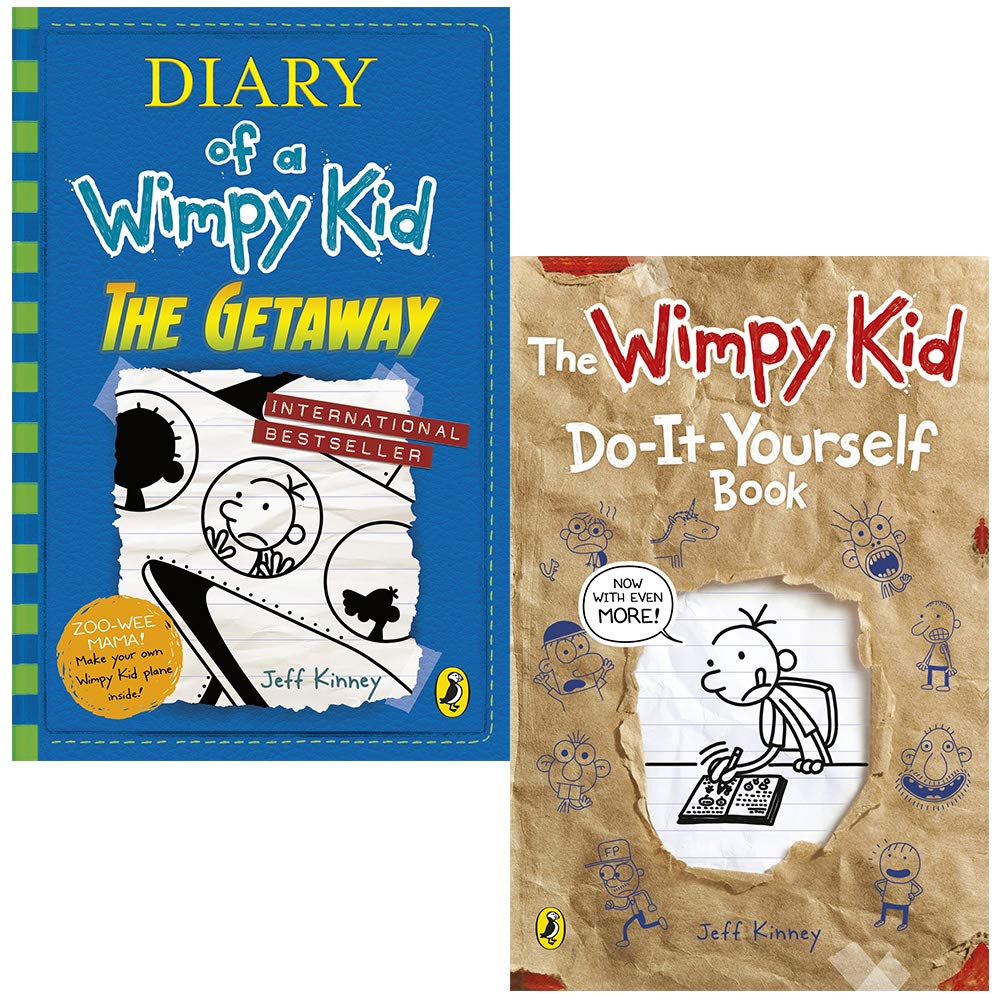 Diary of a Wimpy Kid The Getaway and Do-It-Yourself Book 2 book paperback set by Jeff Kinney, ages 7-12