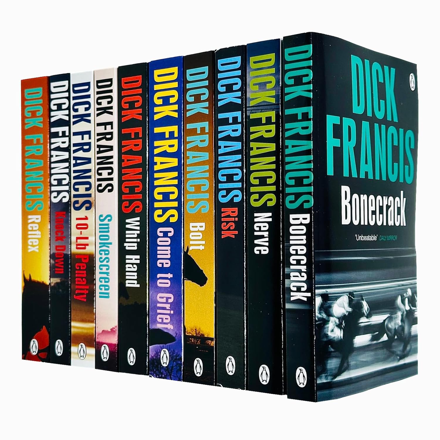 Dick Francis 10 Books Collection Set paperback - crime thriller novels including Nerve, Bonecrack and Reflex
