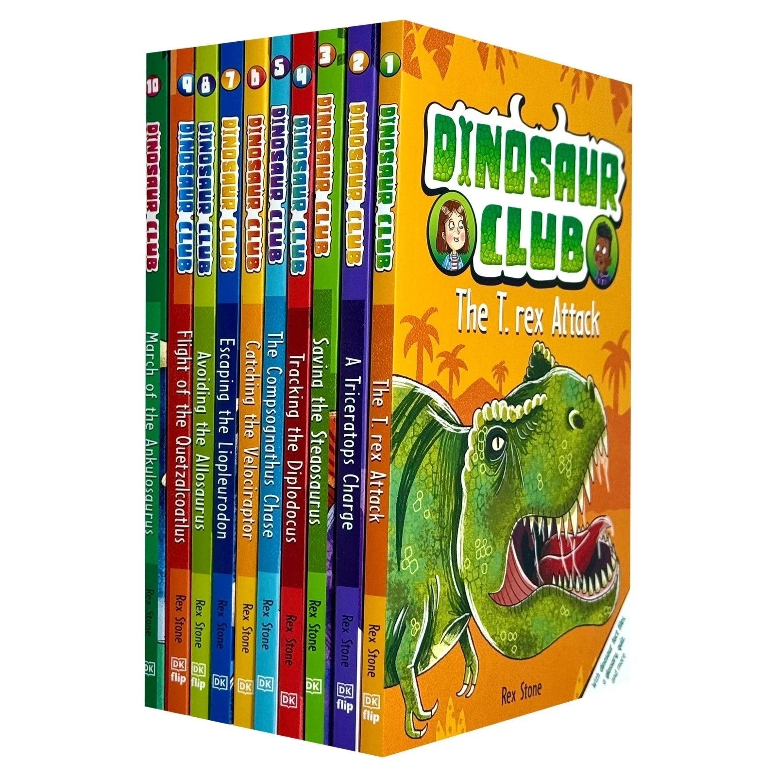 Dinosaur Club Series by Rex Stone 10 Books Collection Set - paperback front covers for ages 5-7