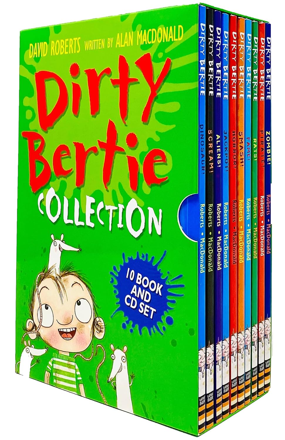 Dirty Bertie Collection 10 Books & CD Box Set by Alan MacDonald - paperback chapter books for ages 5-7, featuring Zombie, Pirate, Rats and Fame
