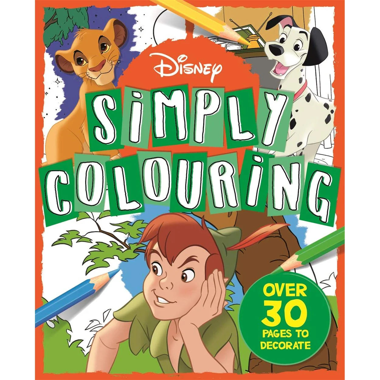 Disney: Simply Colouring by Igloo Books - paperback colouring book front cover featuring Bambi, Dumbo and Pinocchio, Ages 2-4