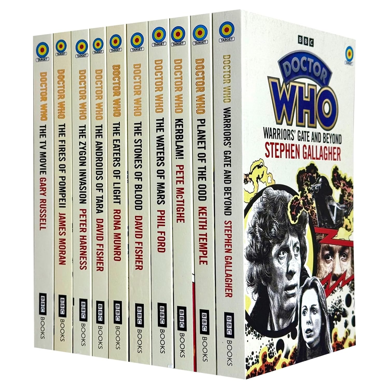 Doctor Who Target Collection 10 Books Set paperback front cover, featuring Kerblam!, Waters of Mars, Zygon Invasion and more