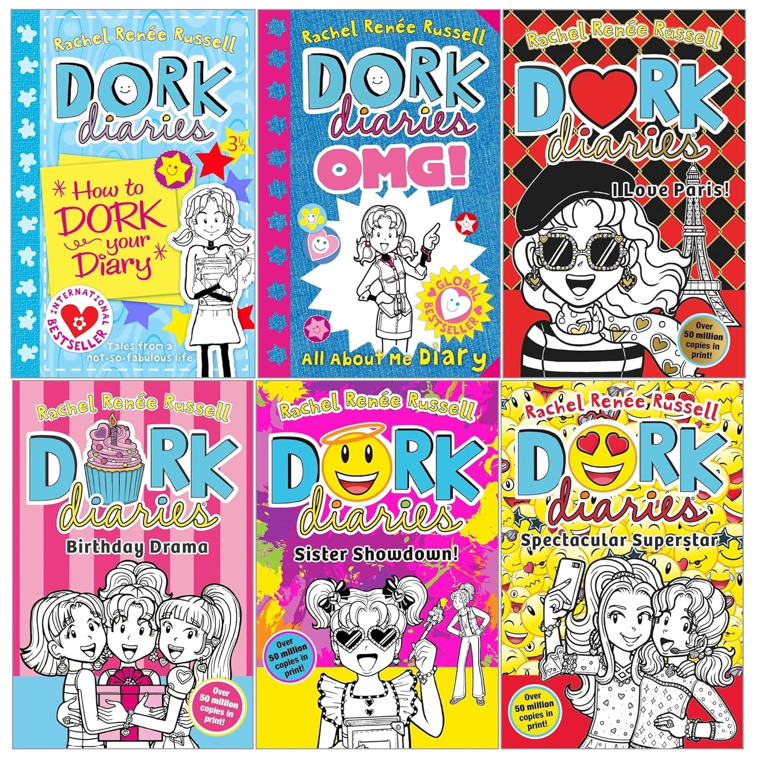 Dork Diaries 6 Books Collection Set by Rachel Renée Russell - paperback set for ages 9-12