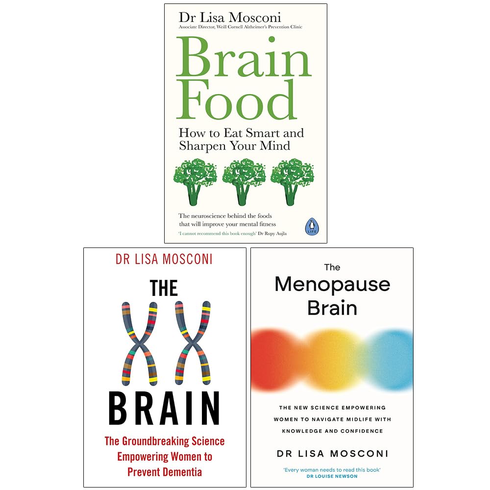 Dr Lisa Mosconi 3 Books Collection Set - Brain Food, The XX Brain, The Menopause Brain - Paperback front cover