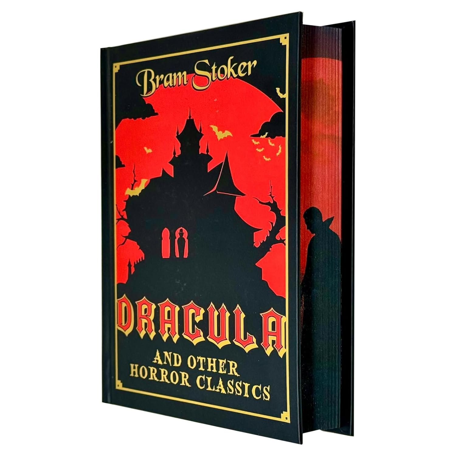 Front cover of Dracula and Other Horror Stories by Bram Stoker, sprayed edge hardback Gothic horror edition