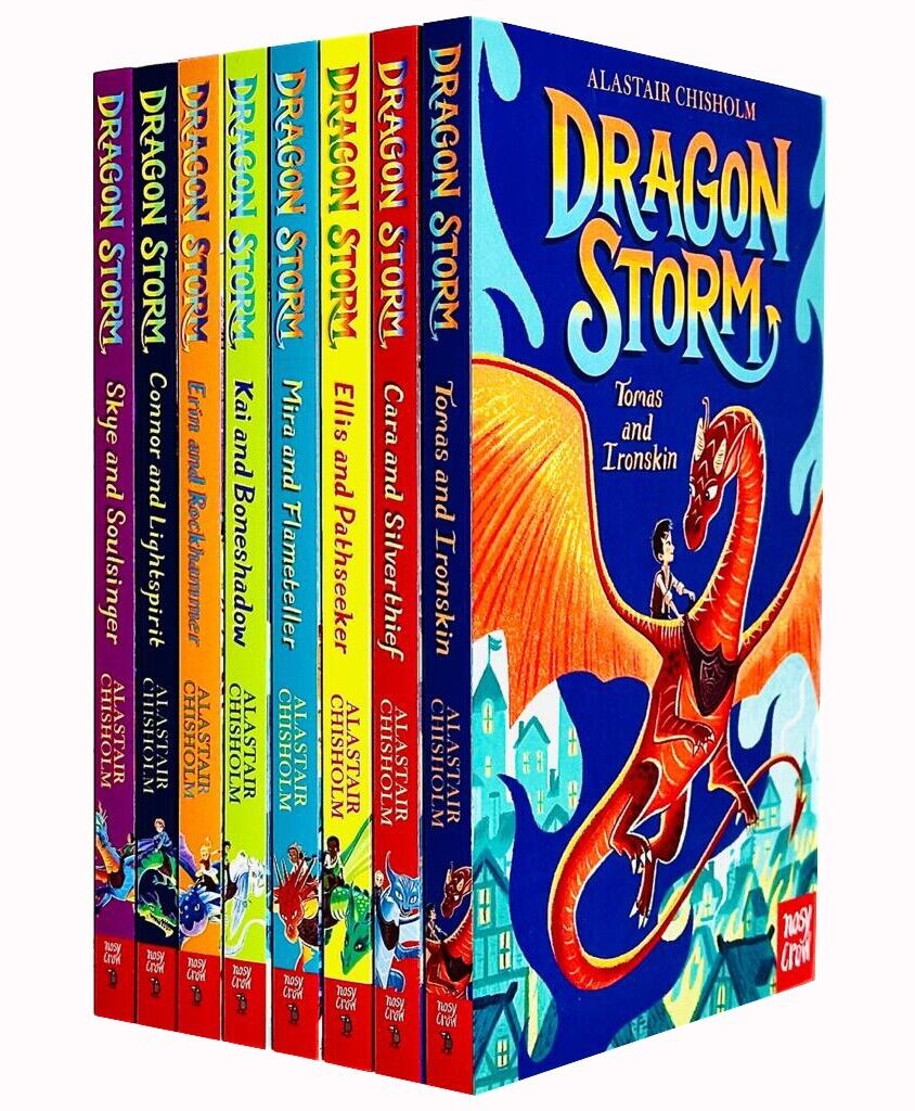 Dragon Storm 8 Book Collection Set by Alastair Chisholm - paperback fantasy series for ages 7-9, cover artwork