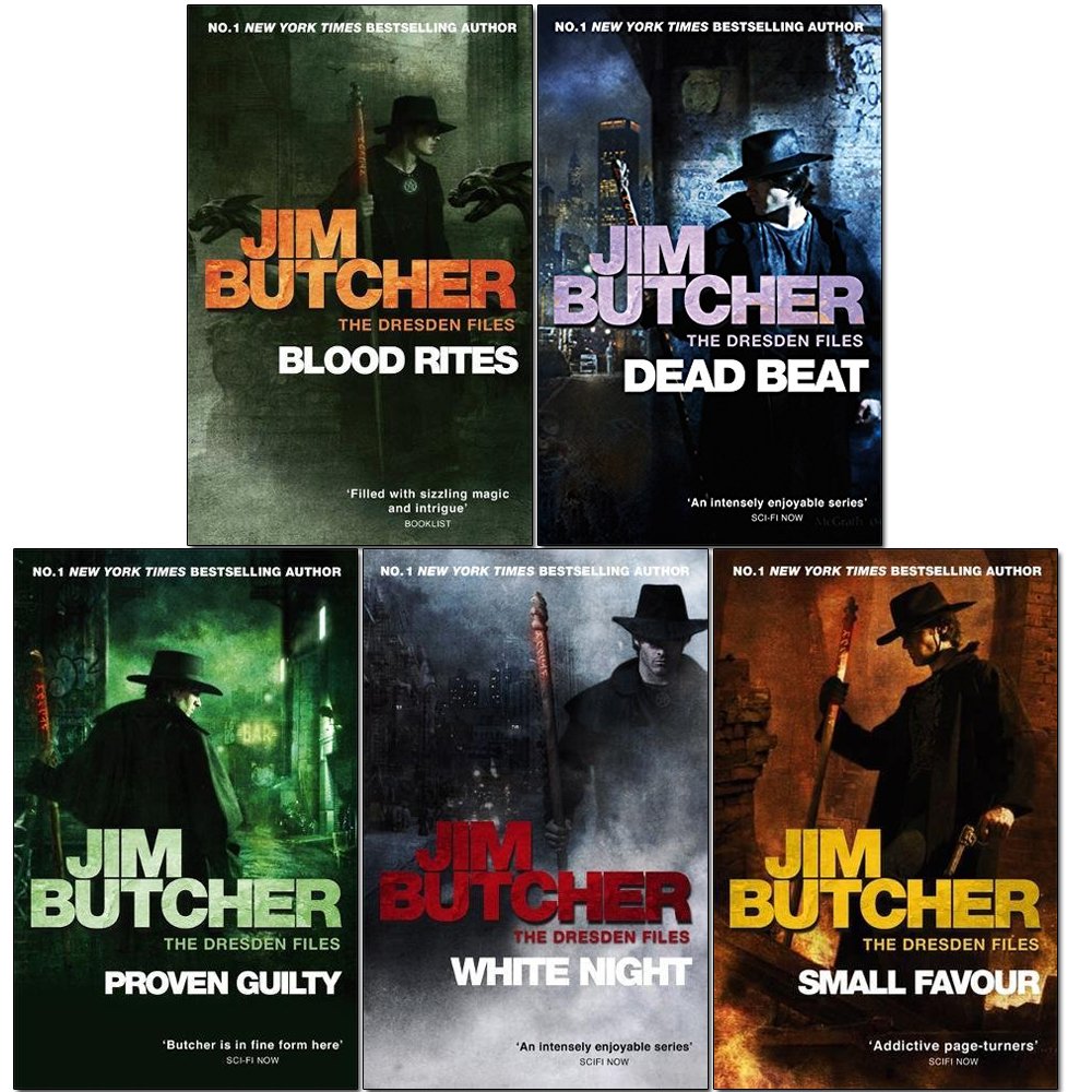 Jim Butcher Dresden Files Series 2 5 Books Collection paperback set - Blood Rites, Dead Beat, Proven Guilty, White Night, Small Favour