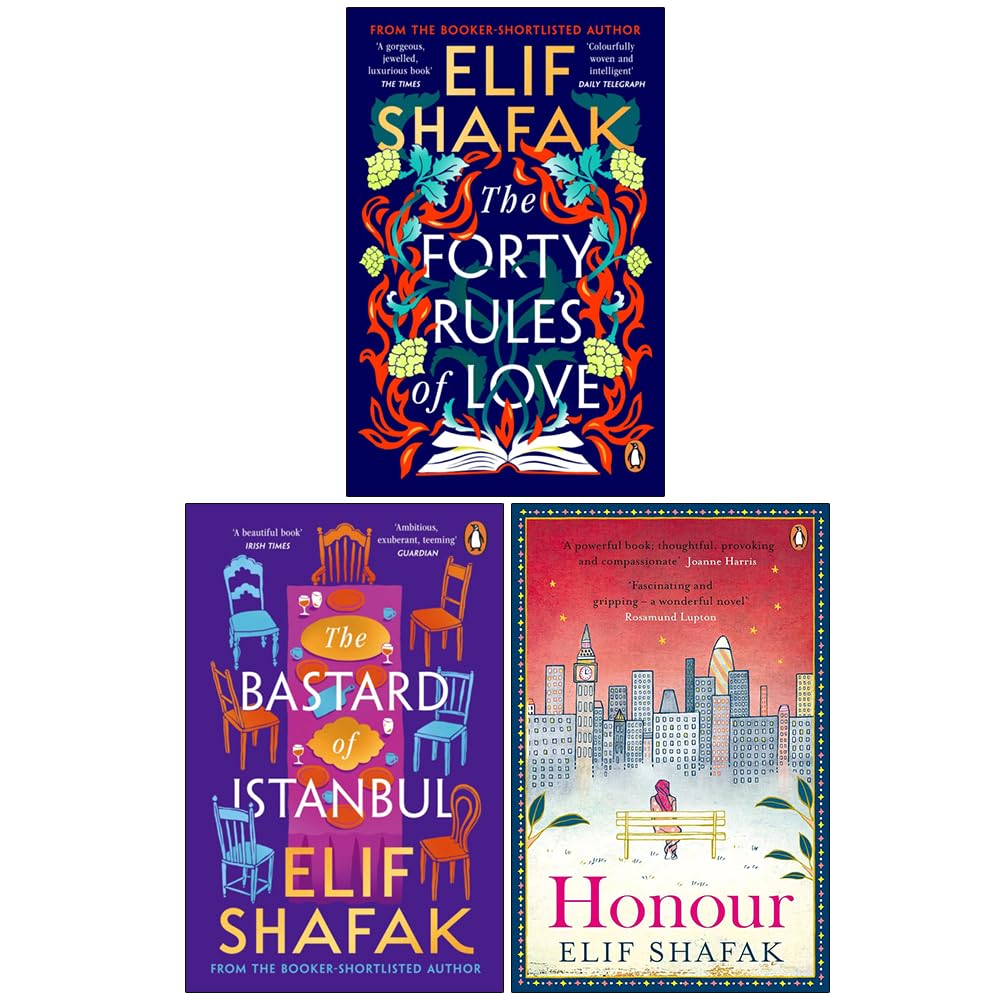 Elif Shafak Collection 3 Books Set - Forty Rules of Love, The Bastard of Istanbul & Honour - Paperback fiction boxed set