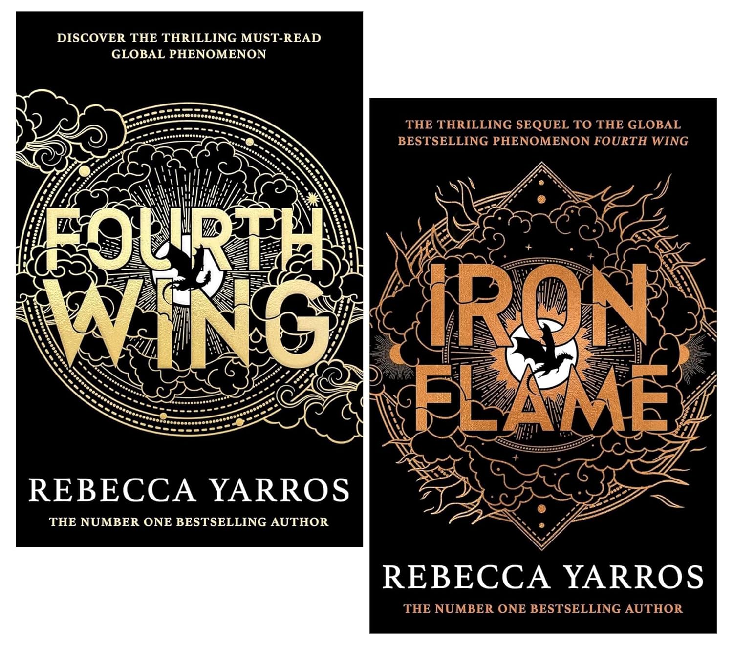 Empyrean Series 2 Books Collection Set by Rebecca Yarros - Fourth Wing and Iron Flame paperback fantasy romance set