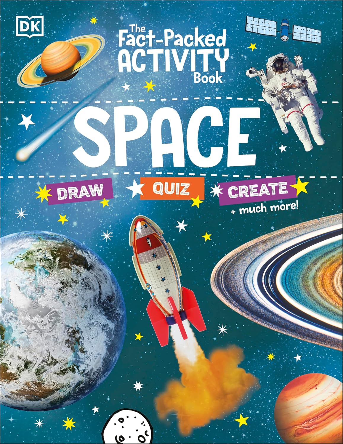 The Fact-Packed Activity Book: Space by DK paperback cover - space activity book for ages 5-9