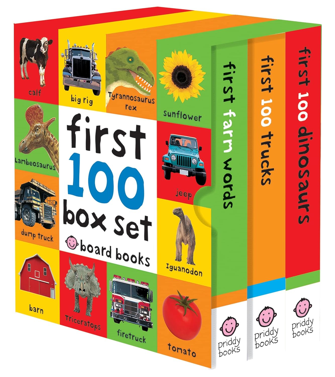 First 100 Box Set by Roger Priddy - Farm, Dino, Trucks board book collection for Ages 0-5