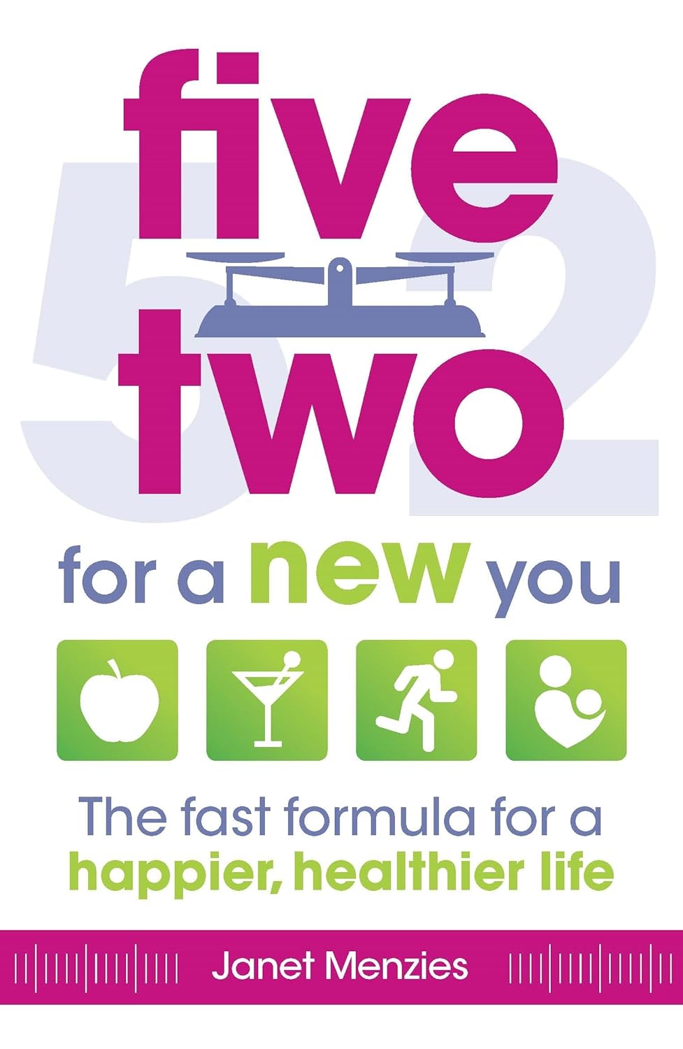 Five Two for a New You by Janet Menzies - paperback book cover, Michael O'Mara Books, 5:2 diet lifestyle guide