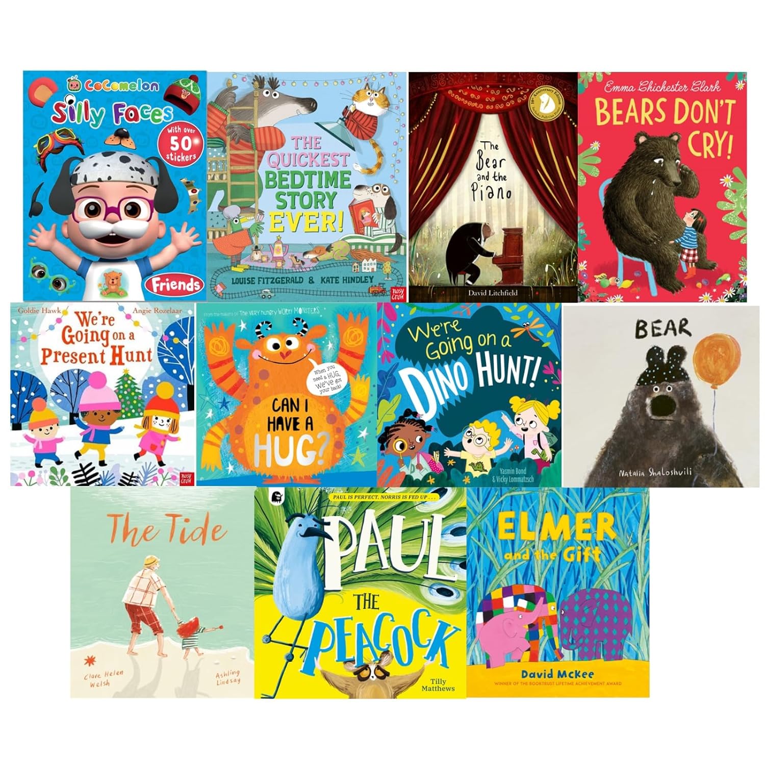 Friendship and Kindness 10 Books Collection Set paperback cover for ages 3-7, featuring CoComelon and Elmer