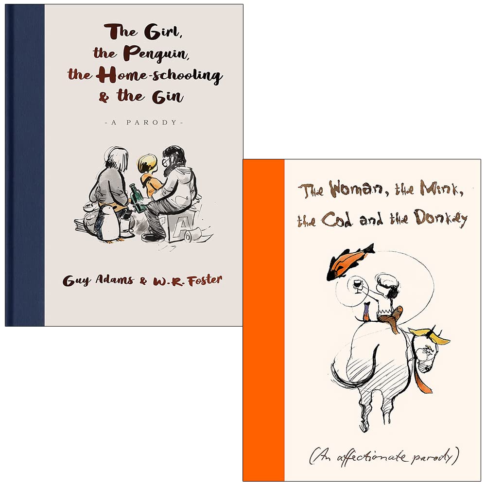 2 Book Hardback Parody Set - The Girl, the Penguin, the Home-Schooling and the Gin by Guy Adams and The Woman, the Mink, the Cod and the Donkey by Margerie Swash