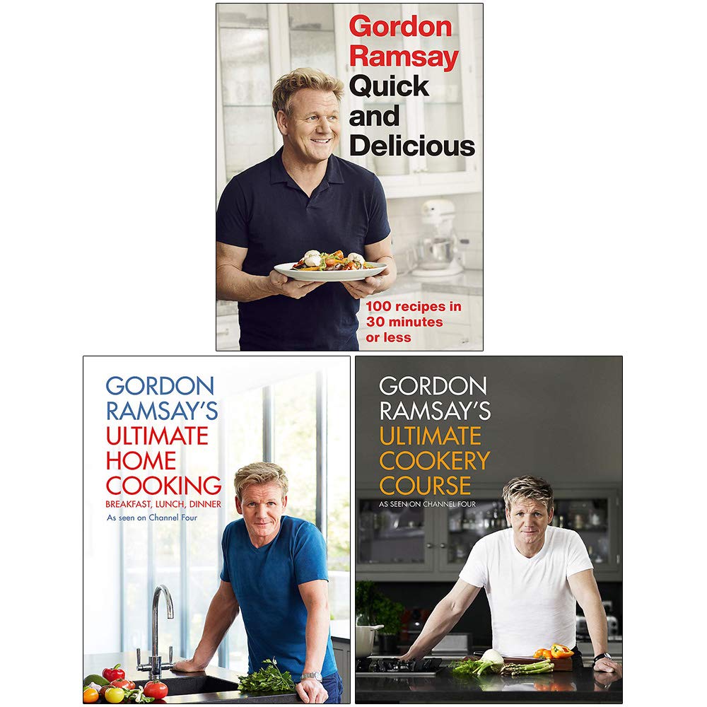 Gordon Ramsay Quick & Delicious, Ultimate Home Cooking & Ultimate Cookery Course 3 hardback books collection set