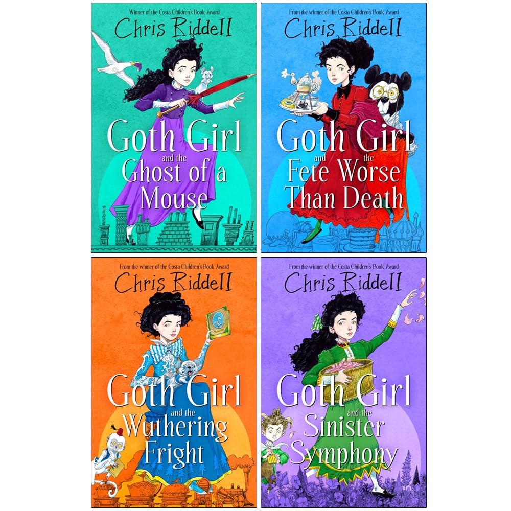 Goth Girl Collection by Chris Riddell - 4 Book Paperback Set front cover, ages 9-12